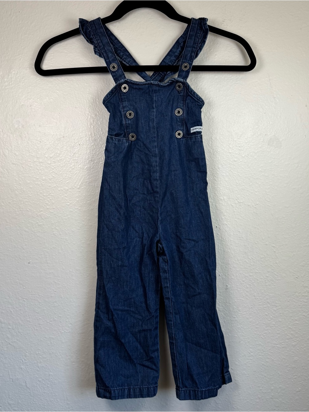 Calvin Klein Jeans Girls Overalls 3T Jumper One Piece Denim Ruffle Straps
